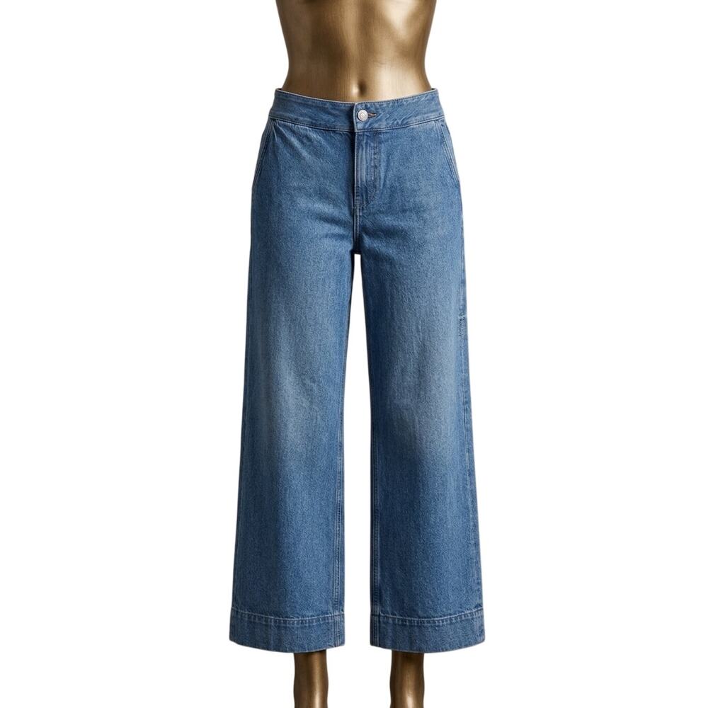 Express Wide Leg Cropped Jeans in Medium Blue